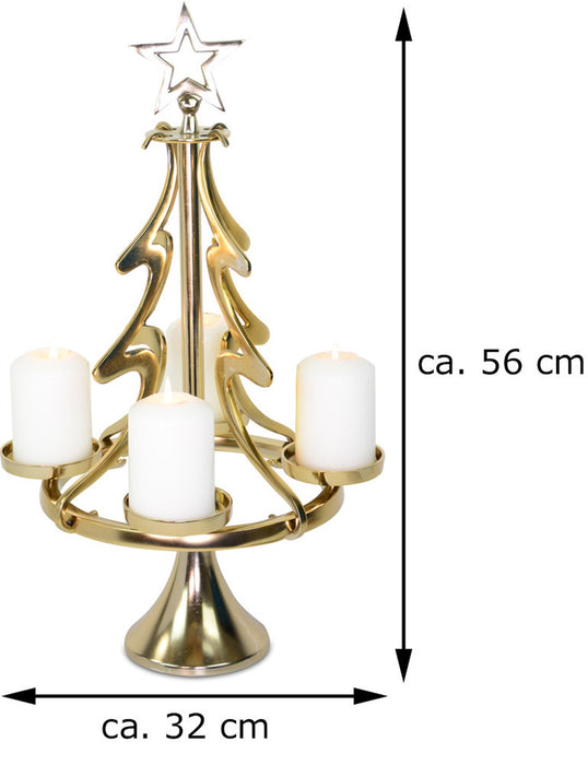 Riffelmacher Kerzenständer Weihnachtsbaum - Gold 32 x 56 cm | 24169 - Adventsdekoration