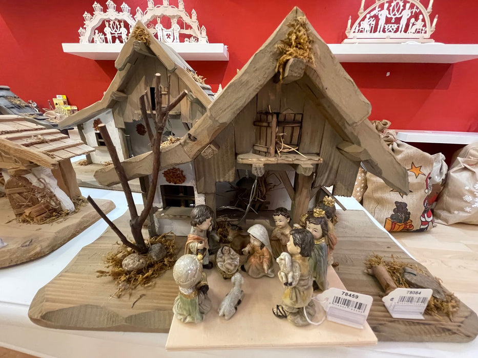 Weihnachtskrippe "Oberjettenberg" - 40x19x24cm Krippenstall Holzkrippe | 78084