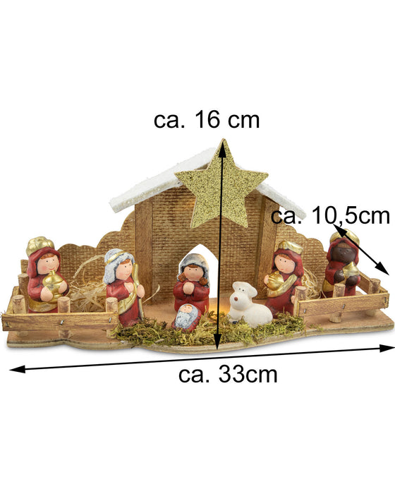Kinderkrippe Weihnachtskrippe mit LED Beleuchtung | 12476