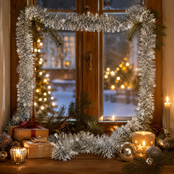 Weihnachtsdeko "Girlande mit Schneeflocken" 270cm - Weiß/Silber