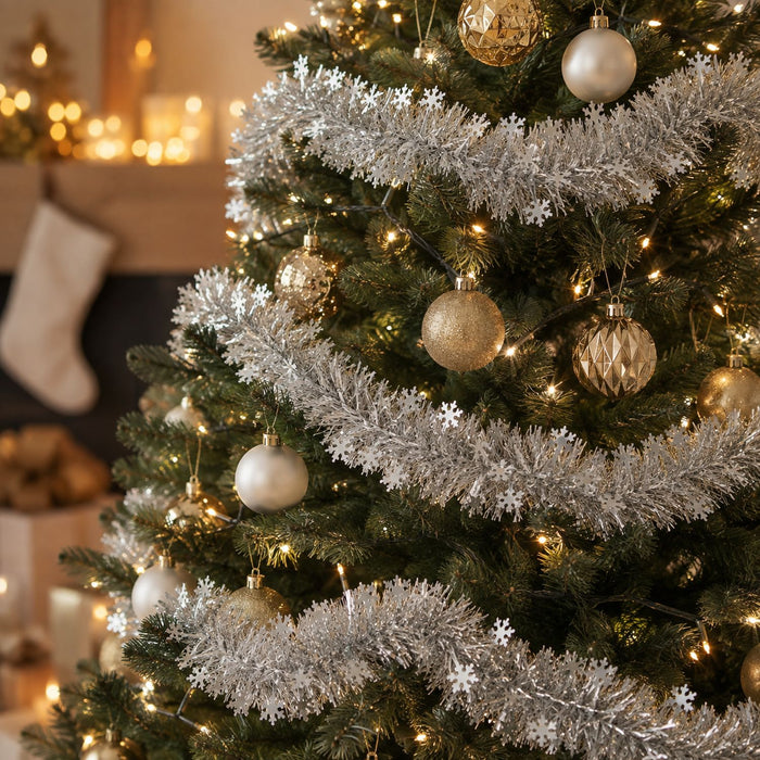 Weihnachtsdeko "Girlande mit Schneeflocken" 270cm - Weiß/Silber