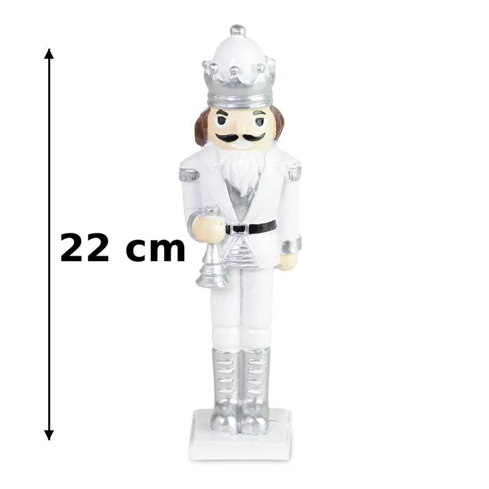 Deko-Nussknacker Figur - Weiß-Silber, 22 cm - Klassische Weihnachtsdeko - 19257