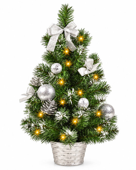 Geschmückter Weihnachtsbaum mit 20er LED Lichterkette - 50cm | 20258 - Silber