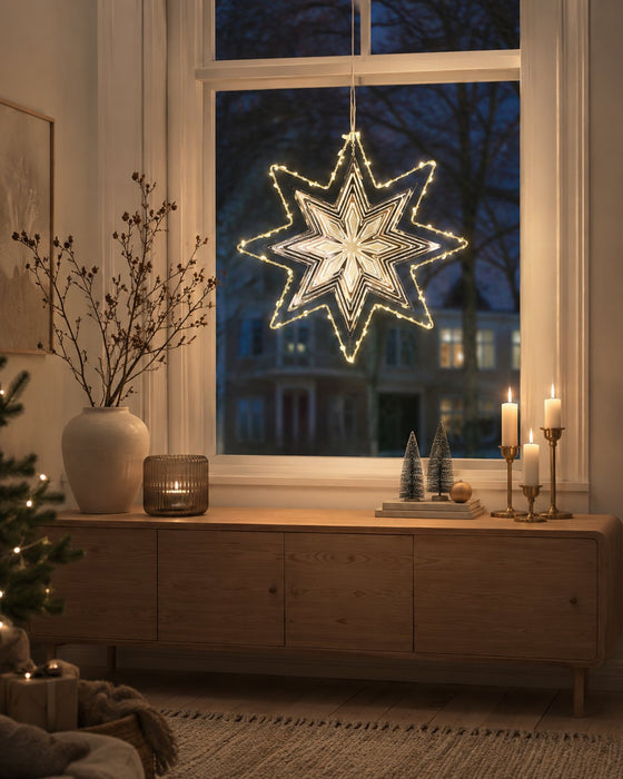 Riffelmacher 3D Dekostern mit LED Beleuchtung Ø ca. 30 cm - 74782 | Gold