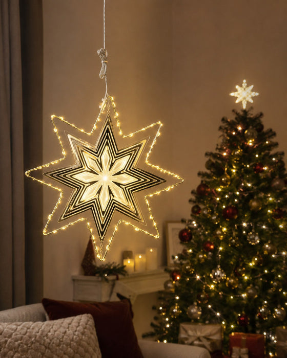 Riffelmacher 3D Dekostern mit LED Beleuchtung Ø ca. 30 cm - 74782 | Gold