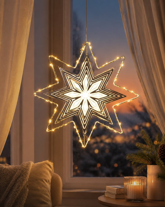Riffelmacher 3D Dekostern mit LED Beleuchtung Ø ca. 30 cm - 74782 | Gold