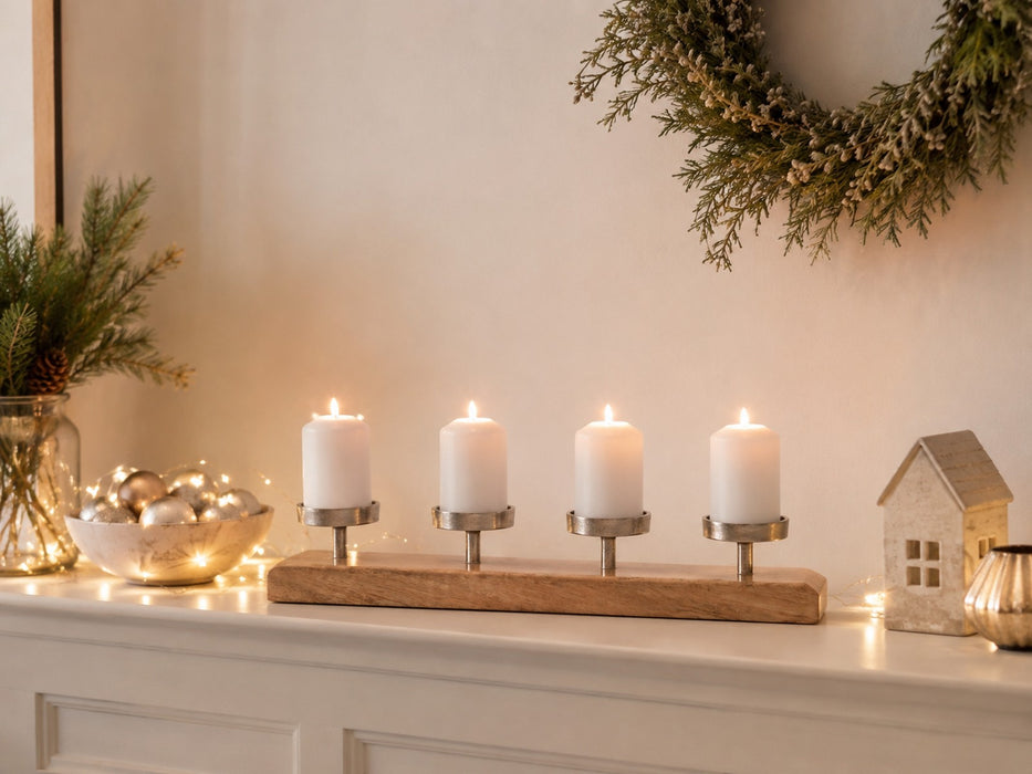 Adventskerzenhalter Mangoholz Tablett 50 x 10 cm | 74535
