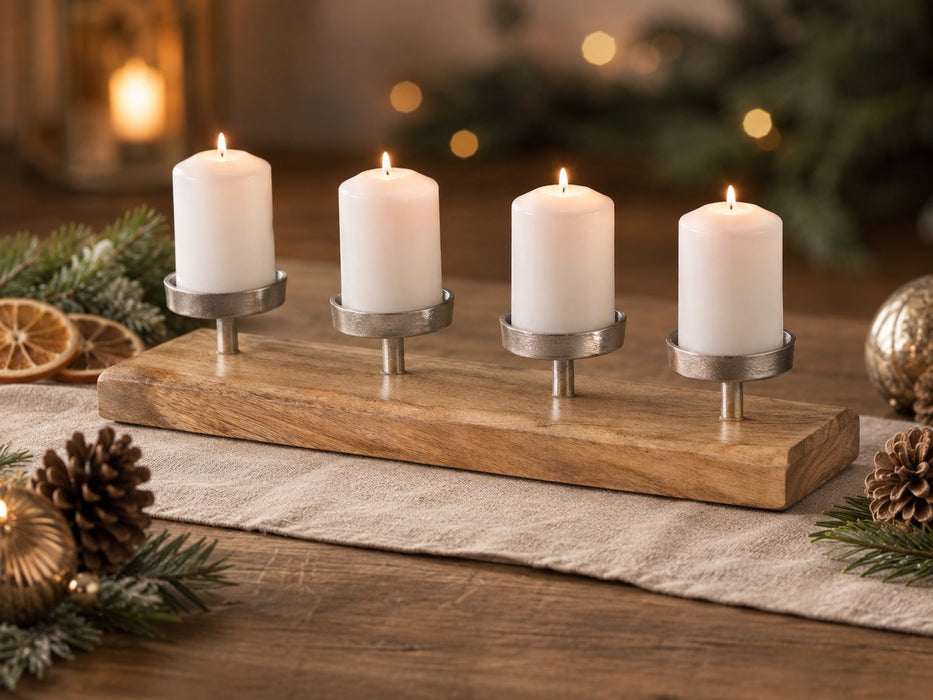 Adventskerzenhalter Mangoholz Tablett 50 x 10 cm | 74535