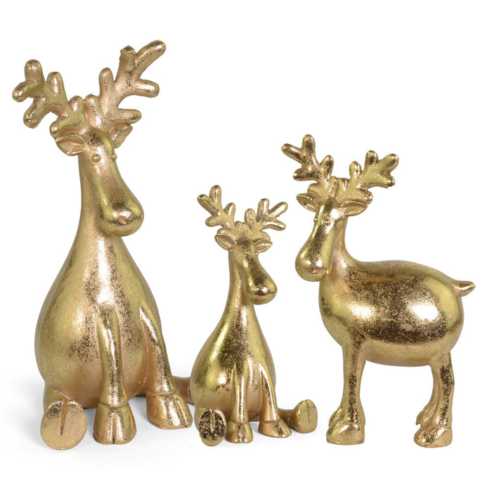 Goldene Dekofigur Rentier Hirsch "Harry" Stehend 16 x 9 cm | 19703 - Adventsdekoration