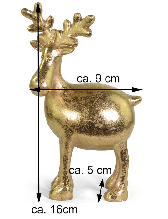 Goldene Dekofigur Rentier Hirsch "Harry" Stehend 16 x 9 cm | 19703 - Adventsdekoration
