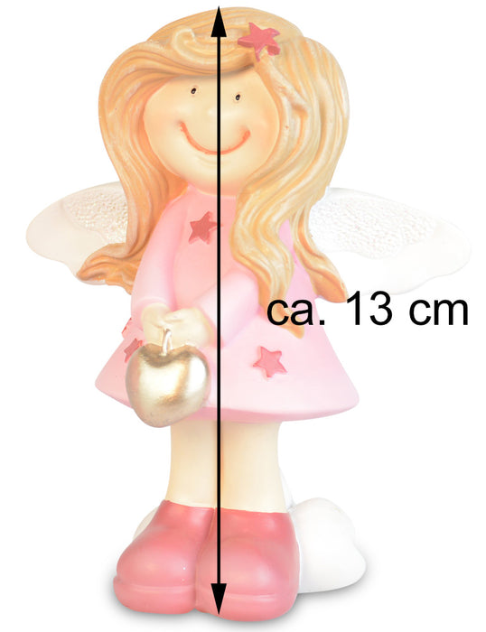 Dekofigur Engel "Rosalinde" mit Herz 13 cm | 70292 - Kinder Adventsdekoration