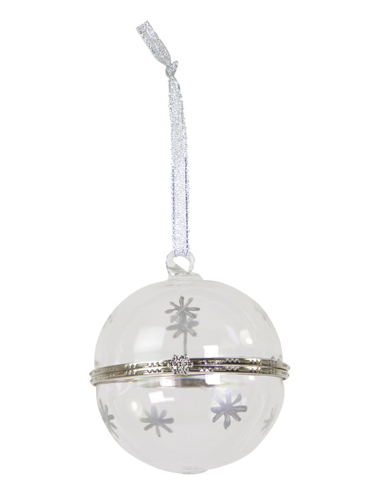 Glaskugel zum Aufhängen Befüllbar -  Weiß Silber 8 cm | 10555 - Christbaumschmuck