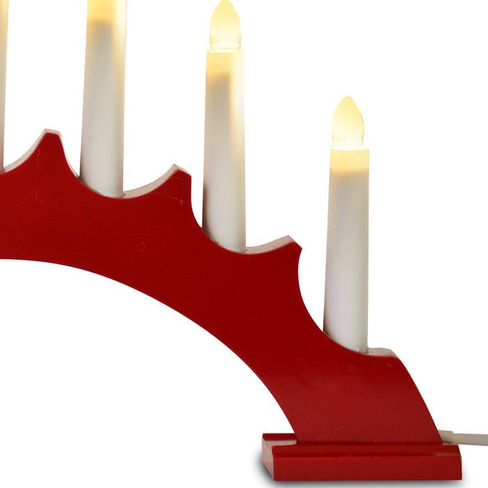 LED Schwibbogen Lichterbogen Rund 7 Kerzen 40x5x24cm - Rot | 27660 - Fensterleuchter Holz
