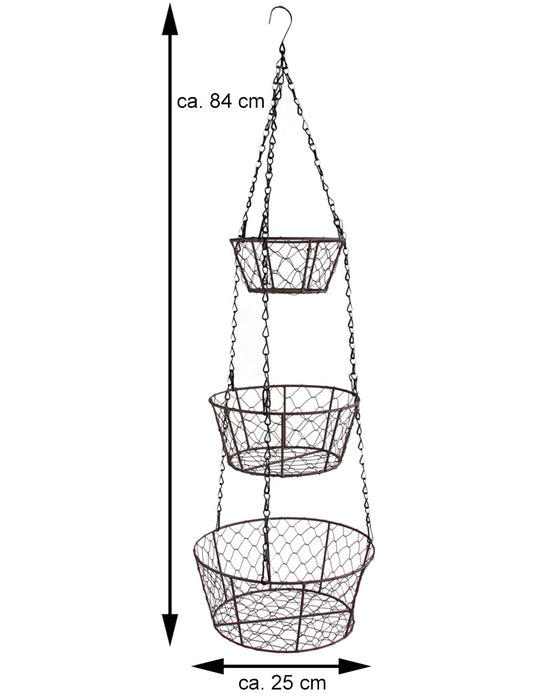 Riffelmacher Metall Körbe 3-tlg. Hänge Etagere 84 cm | 08213