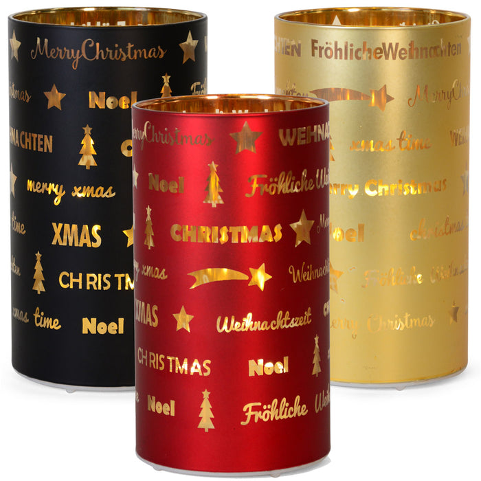 LED Windlicht Laterne Rot 16 cm | 27673 - Kerzenhalter Adventsdekoration