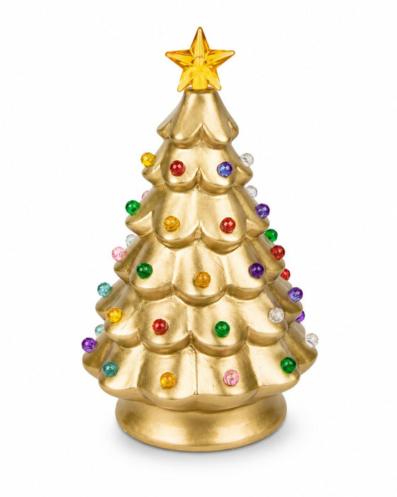 Deko-Weihnachtsbaum mit LED | Gold | Keramik mit Sternspitze | 11,5×18 cm | 12297