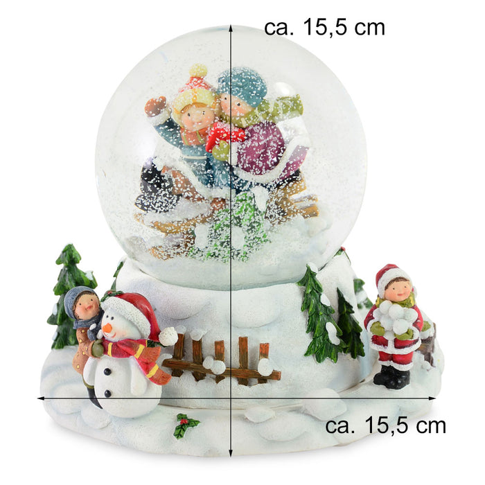 Spieluhr Schneekugel "Winterkinder" mit Musik 15,5 x 15,5 cm | 12610 - Adventsdekoration