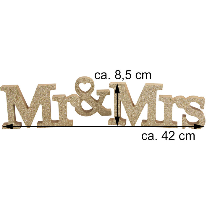 Riffelmacher Holz Schriftzug "Mr & Mrs" 42 cm - Gold | 08493 - Hochzeitsdekoration Geschenk