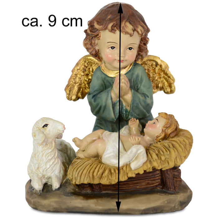 Schutzengel mit Jesuskind 9 cm Blau | 27615 Krippenfigur Weihnachtsdekoration