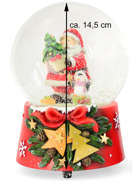 Spieluhr Schneekugel "Weihnachtsmann mit Pinguin" 14,5 cm | 74845 - Adventsdekoration