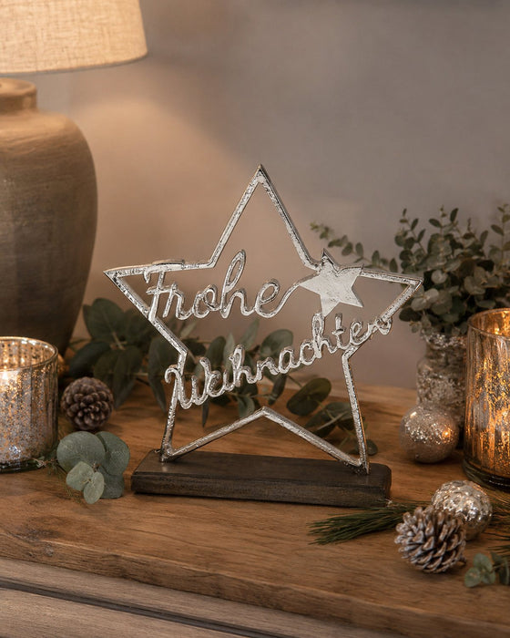 Stern mit Frohe Weihnachten | 25x25,5 cm | Alu | Weihnachtsdeko | 15818