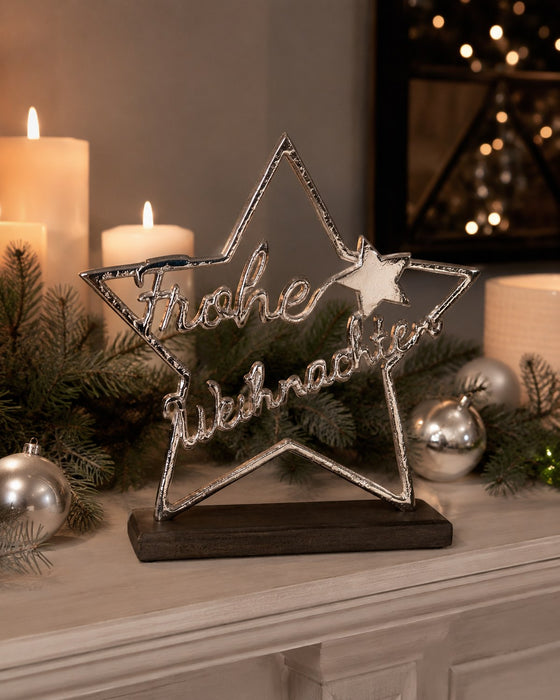 Stern mit Frohe Weihnachten | 25x25,5 cm | Alu | Weihnachtsdeko | 15818