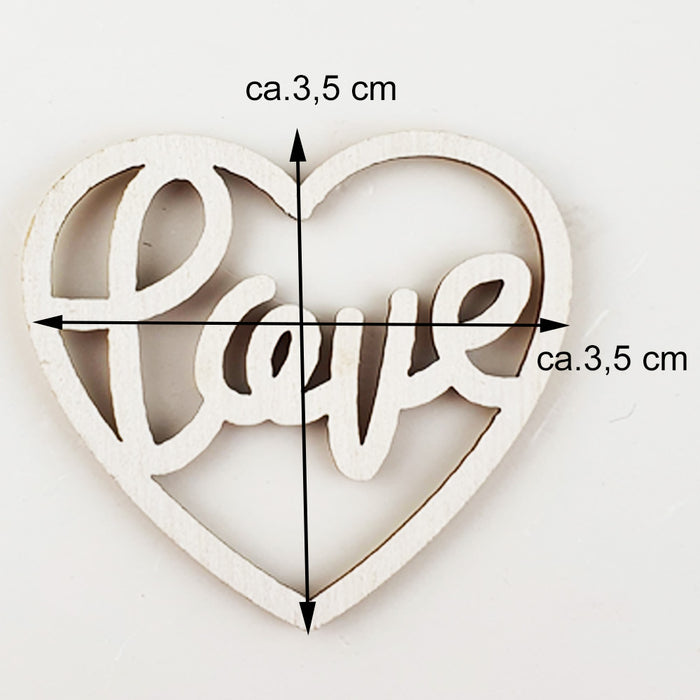 Holz Streudeko Herzen "Love" 24 Stck. - Ø 3 cm | 08272 Hochzeit Tischdekoration