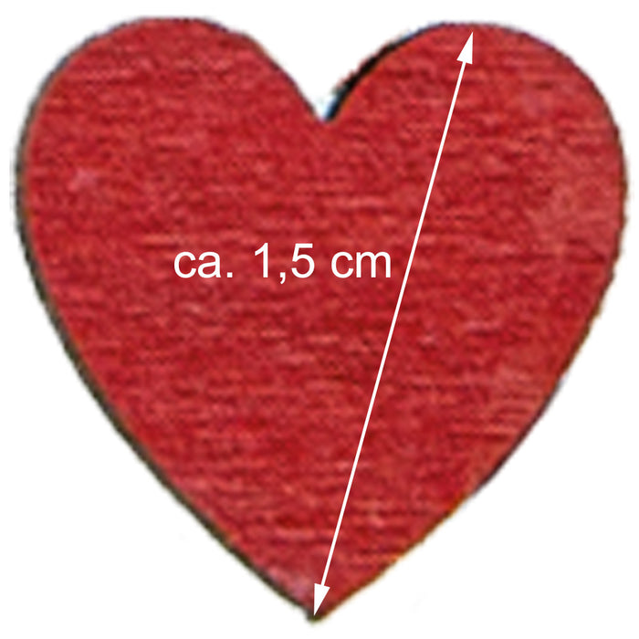 Holz Streudeko Herzen Rot 24 Stck. - Ø 1,5 cm | 08268 - Hochzeit Tischdekoration