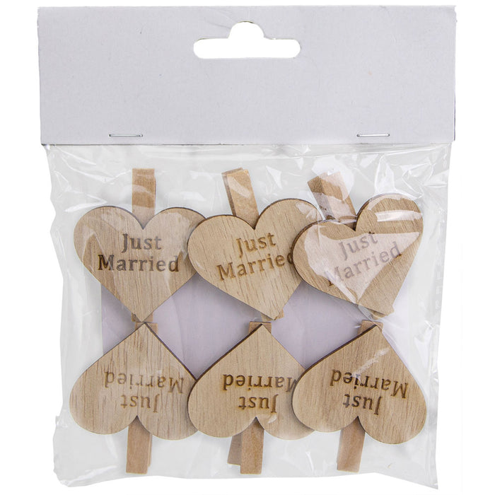 Riffelmacher Dekoklammern "Just married" 4,5 cm 07532| 6 tlg.