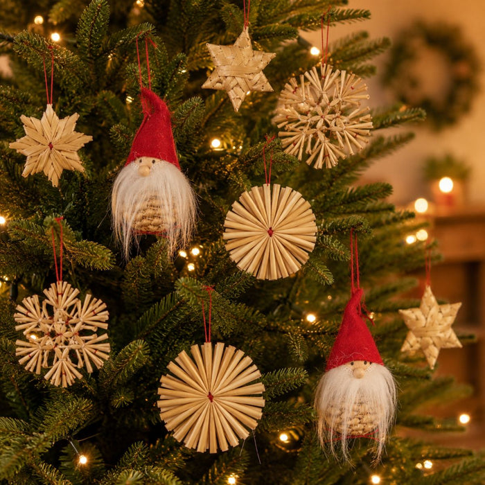 Strohartikel Hänger 12er Set | 6x6 cm | Natur | Weihnachtsbaum | 12810
