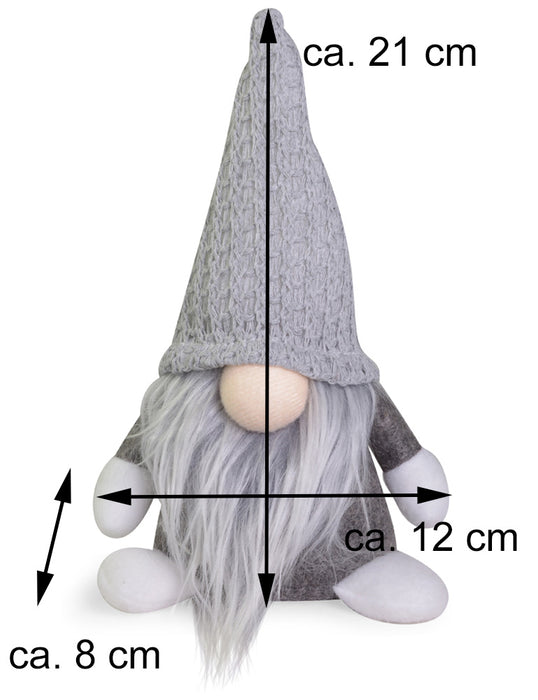 Dekofigur Wichtel "Egbert" mit Mütze - Grau 21 cm | 73968 - Adventsdekoration