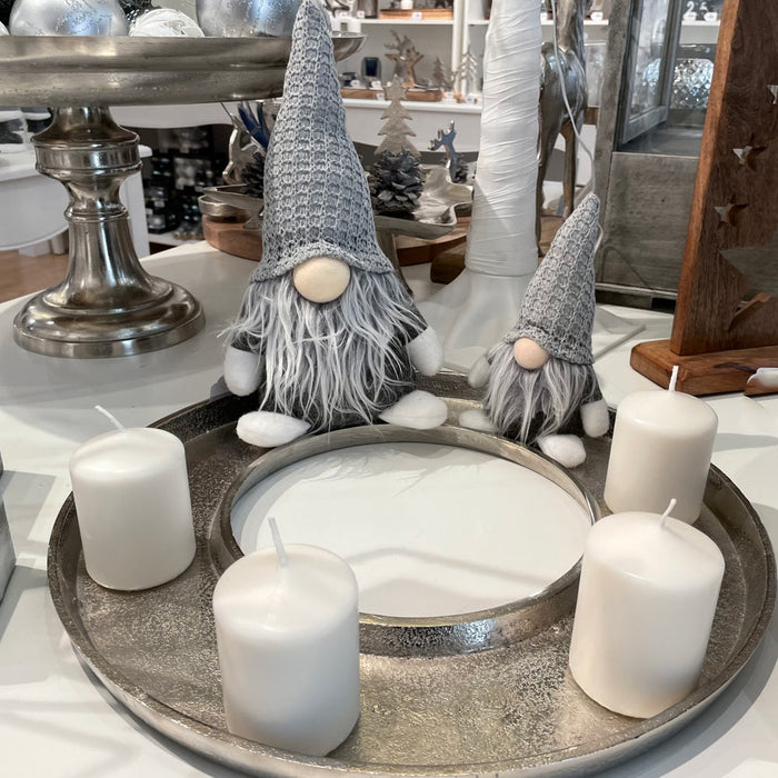 Dekofigur Wichtel "Egbert" mit Mütze - Grau 21 cm | 73968 - Adventsdekoration