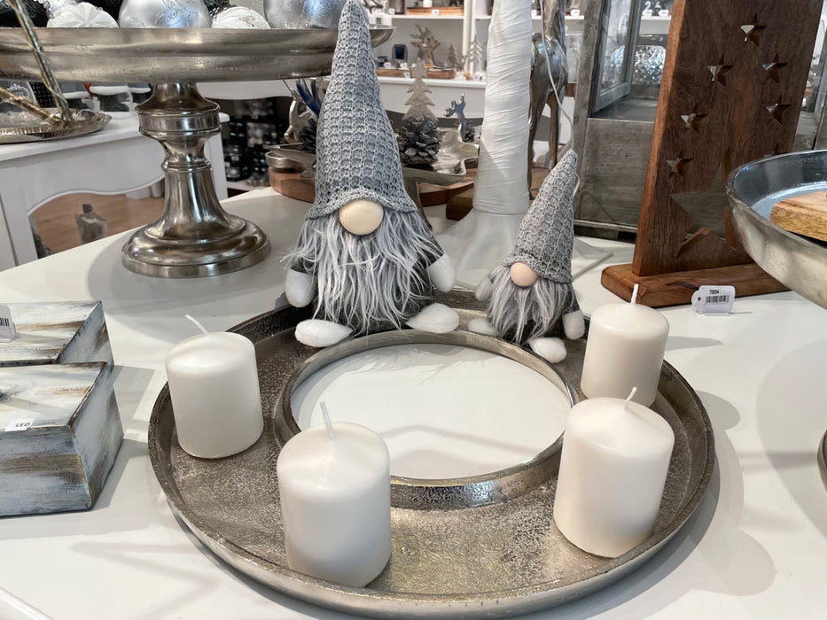 Tablett Ringförmig aus Aluminium Ø 40 cm 24131 | Silber - Adventskranz Dekoration