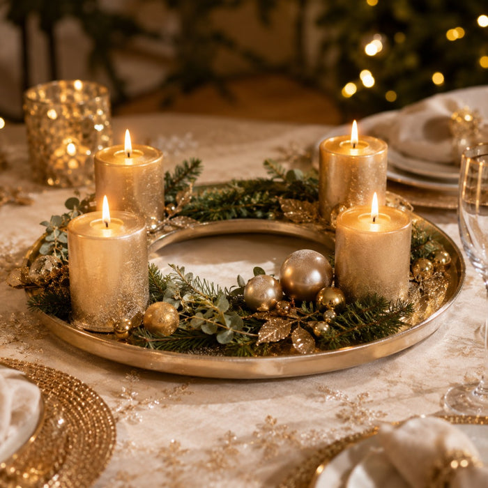 Riffelmacher Adventskranz Ringförmig Ø 40 cm | Goldfarben | 24130