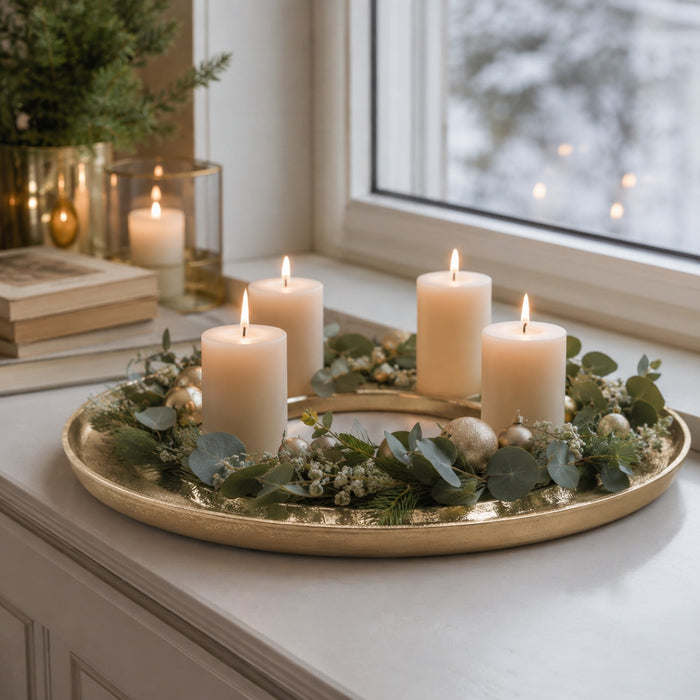 Riffelmacher Adventskranz Ringförmig Ø 40 cm | Goldfarben | 24130