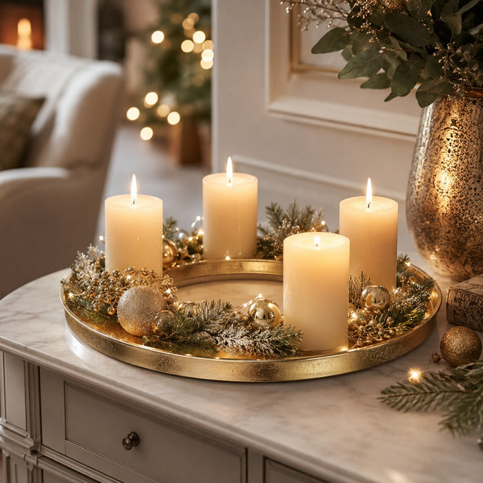 Riffelmacher Adventskranz Ringförmig Ø 40 cm | Goldfarben | 24130