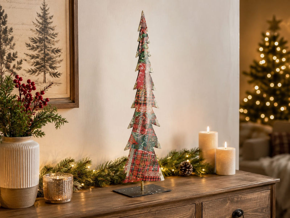 Metall Weihnachtsbaum stehend | Rot Grün | 16,5×67 cm | 18203