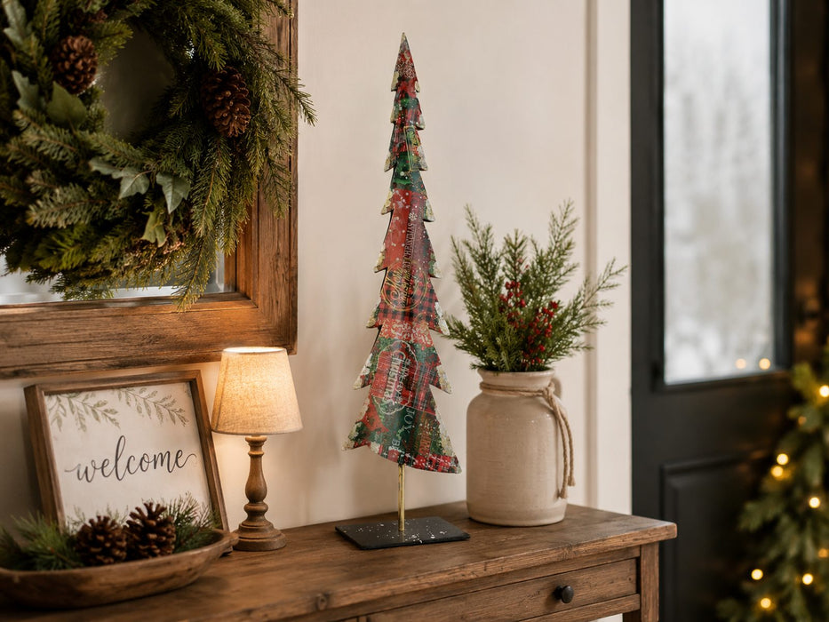 Metall Weihnachtsbaum stehend | Rot Grün | 16,5×67 cm | 18203