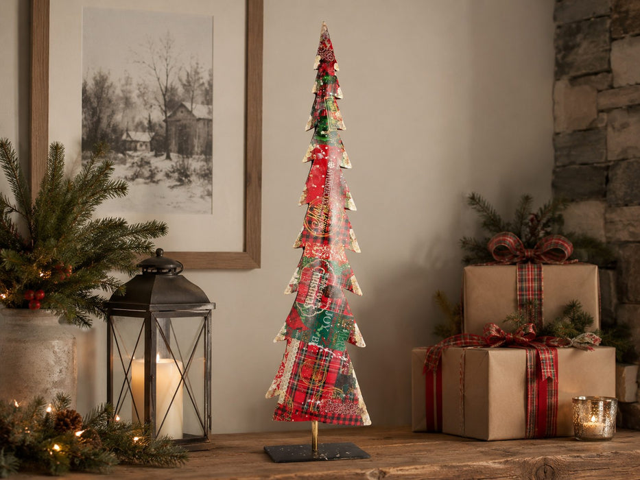 Metall Weihnachtsbaum stehend | Rot Grün | 16,5×67 cm | 18203