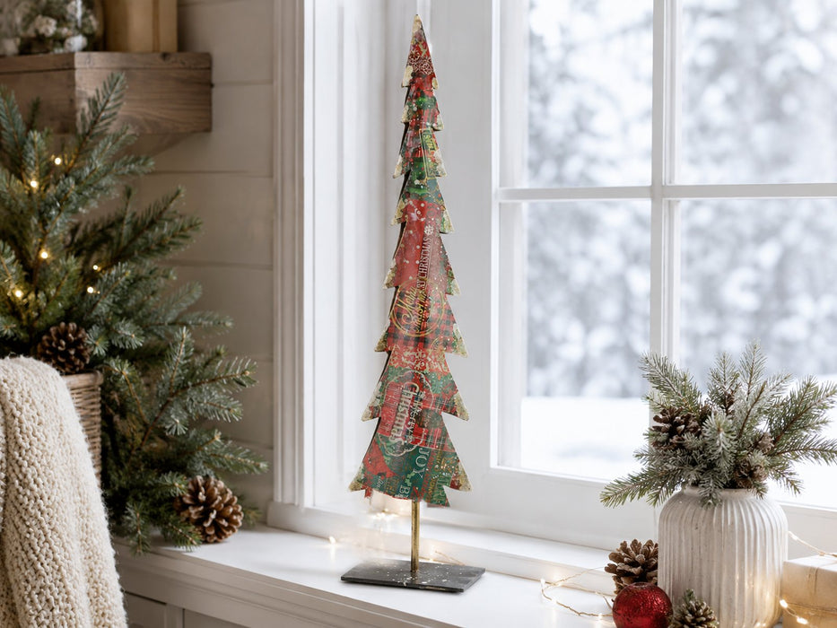 Metall Weihnachtsbaum stehend | Rot Grün | 16,5×67 cm | 18203