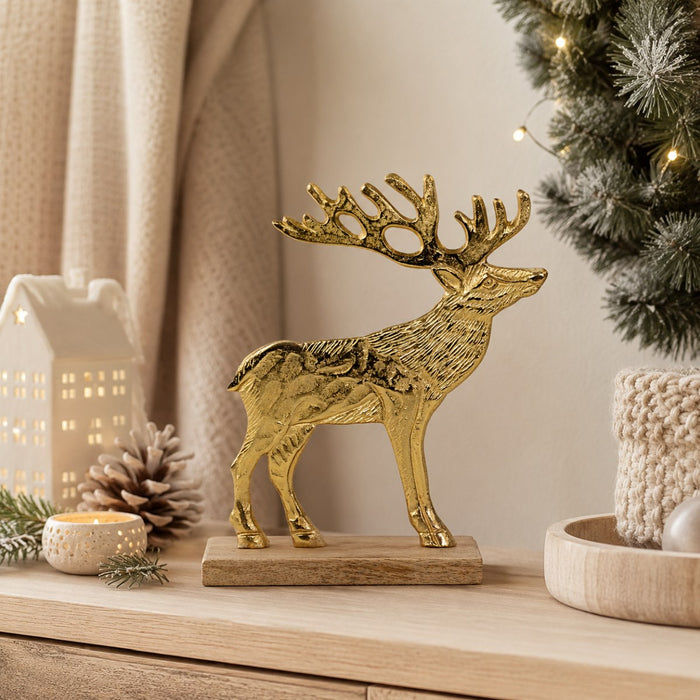 Riffelmacher Deko Elch zum Stellen | Aluminium | 25 x 6,5 cm | Gold | 24762