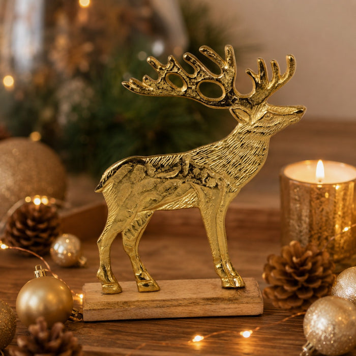Riffelmacher Deko Elch zum Stellen | Aluminium | 25 x 6,5 cm | Gold | 24762
