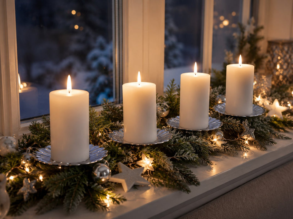 Adventskranz Adventskerzenhalter 4 Stück Ø 75 mm 10717 | Silber