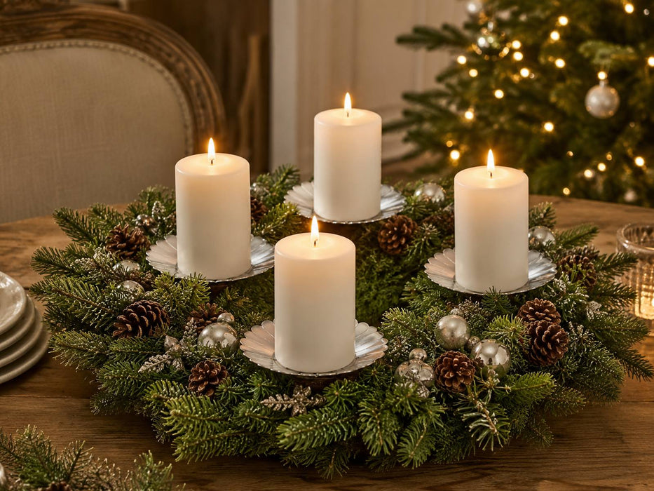 Adventskranz Adventskerzenhalter 4 Stück Ø 75 mm 10717 | Silber