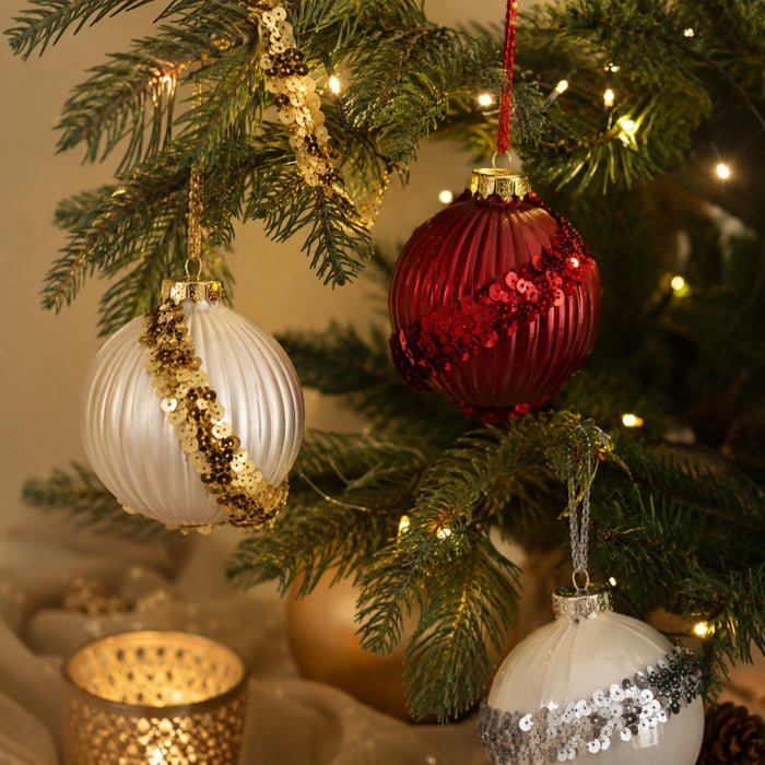Paillettenband 3er Set | 5mm x 3m | Gold/Silber/Rot