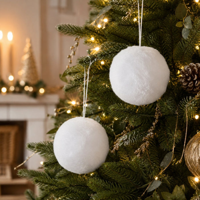 Schneeball Deko | 2er Set | Ø 12 cm |weicher Kunststoff zum Hängen | 68727