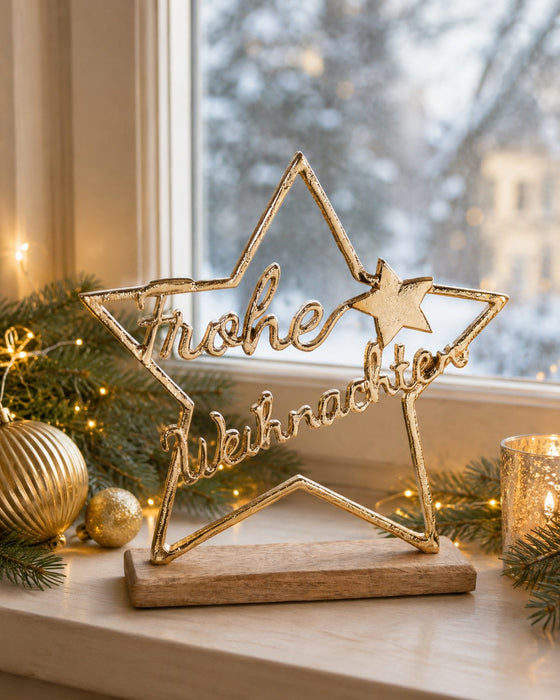 Stern "Frohe Weihnachten" | Gold 25x25,5 cm