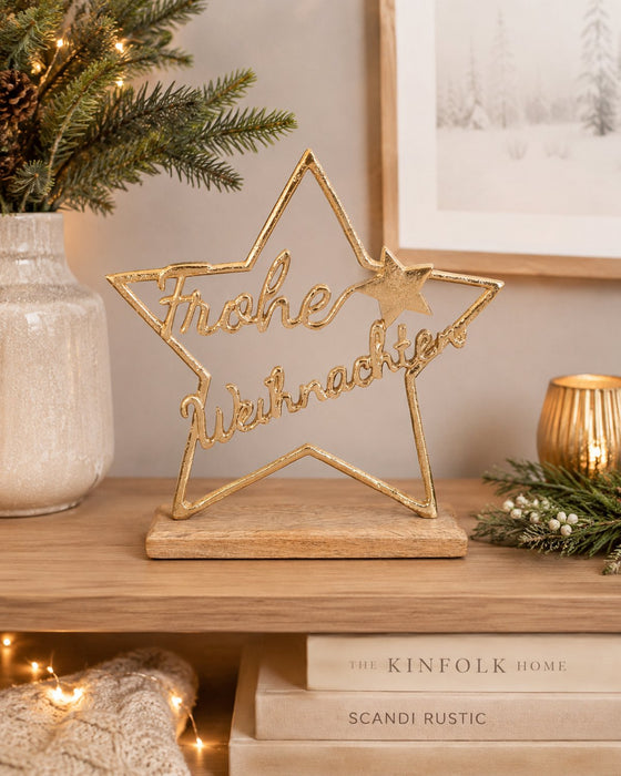 Stern "Frohe Weihnachten" | Gold 25x25,5 cm