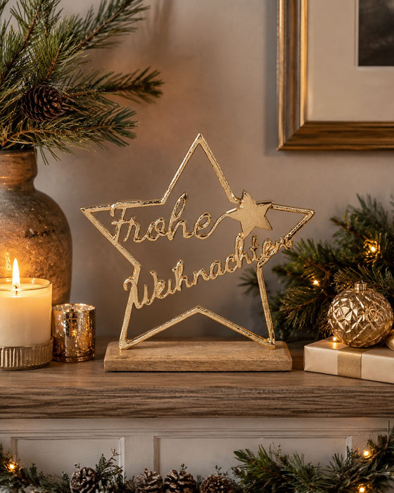 Stern "Frohe Weihnachten" | Gold 25x25,5 cm