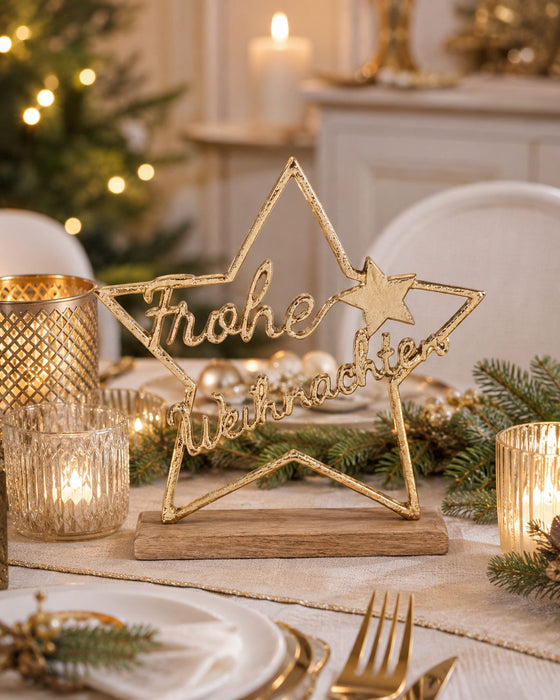 Stern "Frohe Weihnachten" | Gold 25x25,5 cm